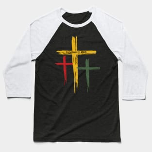 Black Christian Cross Juneteenth 1865 Baseball T-Shirt